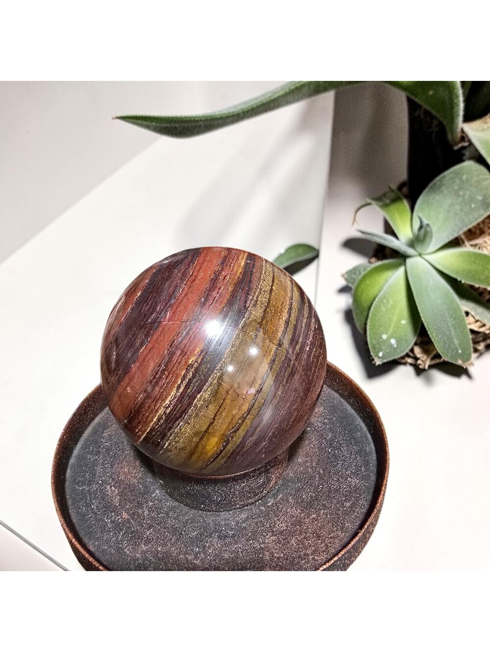 A413. Iron Tiger's Eye Natural Crystal Sphere 69mm